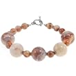Handmade Earth Tones & White Madagascar Opal Bracelet With Antiqued Silver Beads