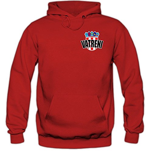 Kroatien EM 2016 #5 Kapuzenpullover | Herren | HRVATSKA | Kockasti | Trikot | Nationalmannschaft, Farbe:Rot (Red F421);Größe:L