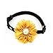 PetFavorites Designer Rhinestones Daisy Flower Charm Suede Leather Pet Cat Dog Bow Tie Collar Necklace Pearl Pets Cats Extra Small Dogs Female Puppy Yorkie Girl (Yellow, Size S)