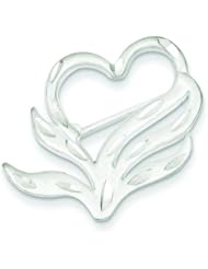 Sterling Silver Diamond Cut Heart Pin Brooch Jewelry