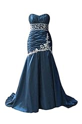 Strapless Sweetheart Elasticized   Waistline Taffeta Mermaid Lace Belted Wedding Dress 