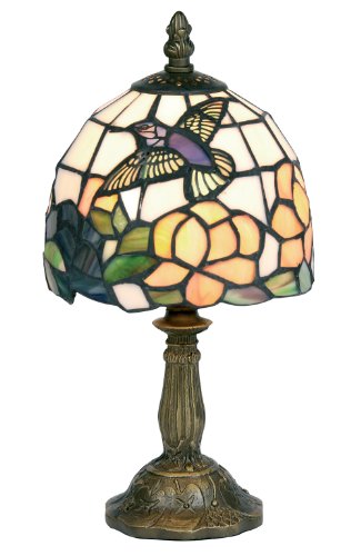 Oaks Lighting Tiffany Table Lamp, Humming Bird 