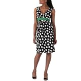 Polka - Dot Dress with Back Tie - Black / White / Green - cod. B0010NZSOY