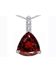 Original Star K (tm) Large 12mm Trillion Cut Simulated Garnet Pendant in 925 Sterling Silver