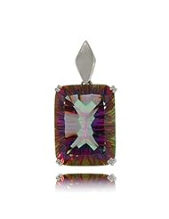 Rectangle Mystic Fire Topaz Pendant in Sterling Silver