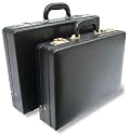 Quindici Bonded Leather Expanding Attache Case (brass Fittings) - Black