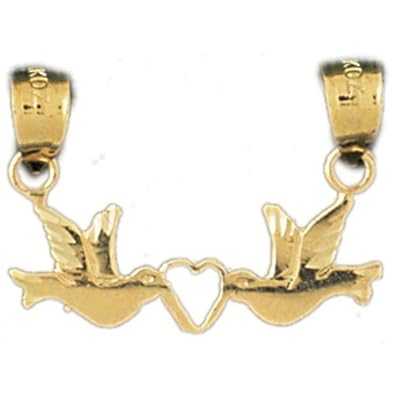 Cheap Girls Jewelry Dazzlers Solid 14k Gold Lovebirds Charm Pendant Available in three colors from jewelsberry (weights: 1.5 grams only) For Sale