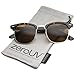 zeroUV - Premium Half Frame Horn Rimmed Sunglasses with Metal Rivets (Classic Series | Tortoise/Amber)