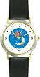 Hey Diddle Diddle - The Cow Jumped Over the Moon No.1 - from Mother Goose by Artist: Sylvia Long - WATCHBUDDY&reg; DELUXE TWO-TONE THEME WATCH - Arabic Numbers - Black Leather Strap-Size-Large ( Men's Size or Jumbo Women's Size )