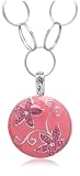Sterling Silver Pink Enamel and Crystal Floral Pendant by David Sigal, 18