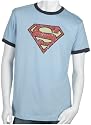 Superman Men's Distressed Shield Short Sleeve Ringer Tee
