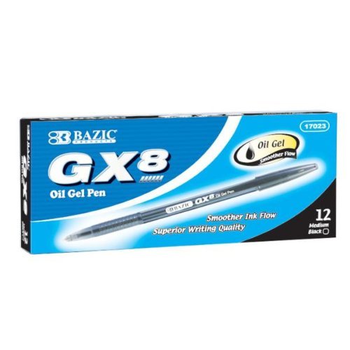 BAZIC GX-8 Black Oil-Gel Ink Pen (12/Box)