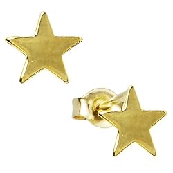 14k Yellow Gold Star Stud Earrings