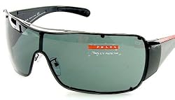New Authentic PRADA SPORT SPS 51G SPS51G 5AV-1A1 SUNGLASSES Gray Green Lenses & Gunmetal Black Frame Size 140-120