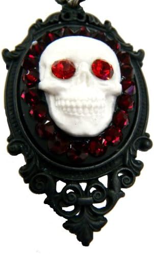 Rocker Jewelry Red Eyed Cameo Skull Pendant