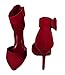 Delicious Women's Aveta Pointy Toe High Heel Pump with Ankle Strap Buckle in Red Nubuck Leatherette