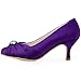 ELEGANTPARK Women Pumps Mid Heel Closed Toe Brooch Ruched Satin Evening Prom Wedding Shoes