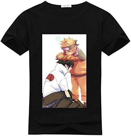 Skullflowers Mens T-Shirt Naruto-Naruto Uchiha Sasuke Medium Black