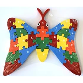 Large Wooden Alphabet Jigsaw Puzzle - Butterfly