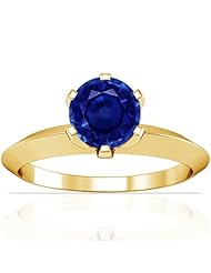14K Yellow Gold Round Cut Blue Sapphire Solitaire Ring (GIA Certificate)