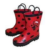 Little Girl's Red Ladybug Rain Boots Sizes 7/8, 9/10 and 11/12