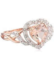 10k Rose Gold Morganite and Diamond Heart Shaped Ring (0.1 cttw GH, Color, I2-I3 Clarity)