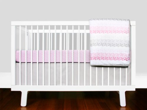 Olli & Lime logan 3 Piece Crib Bedding Set, Pink/White