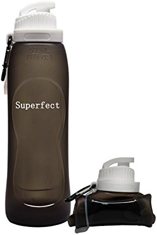 Sports &amp; Outdoors Bottle - Collapsible Water Bottle, BPA Free, FDA Approved, Leak Proof Silicone Foldable Sports Bottle, 500ML 17oz, Perfect for Air Travel for Outdoor Travel Mug (Black)