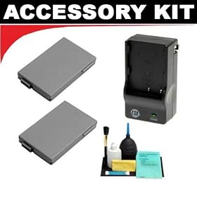 2 Replacement Canon BP-208 Batteries and Mini Charger + Cleaning Kit for Canon DC40 DVD... by 