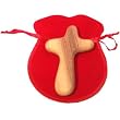 Holding Cross will fit in your Palm known as Olive wood Comfort Cross with Velvet gift bag - Authenticly from Bethlehem ( 4 inches )