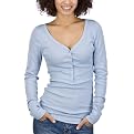 Mossimo Supply Co. Juniors V-Neck Henley Top - Colonial Blue