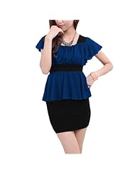 Square Neck Chiffon/Cotton Peplum  Dress