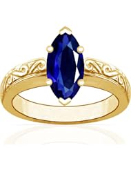 18K Yellow Gold Marquise Cut Blue Sapphire Solitaire Ring