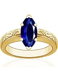 14K Yellow Gold Marquise Cut Blue Sapphire Solitaire Ring