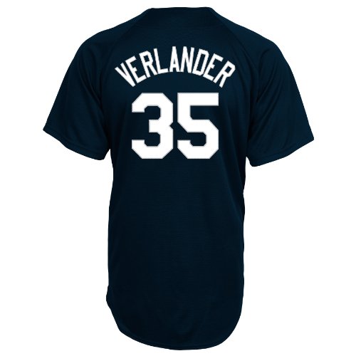 MLB Detroit Tigers Justin Verlander  Full Button Down Synthetic Replica Batting Practice Jersey,Large