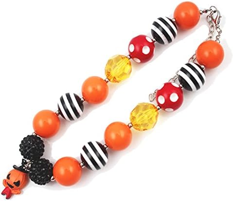 Halloween Pumpkin Man Pendant Chunky Bubblegm Girl NecklaceCB474