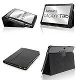 Multi-Angle (Black) Leather Folio Case Cover Bundle for Samsung GALAXY Tab 10.1 Wi-Fi (NOT Compatible with Verizon 4G LTE) + (Matte) Anti Glare Screen Protector. Microfiber Interior & Magnetic Self Closing Cover for Samsung Galaxy Tab 10.1 P7510 + Bonus Stylus by SecondShells