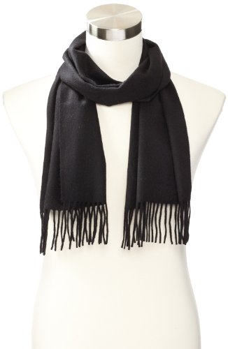 Phenix Cashmere Men's Solid Scarf, Black, One Size