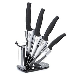6-in-1 Zirconia Ceramic Knives Peeler Acrylic Knives Holder Set