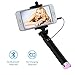 Balichun Wired Selfie Stick with Rotatable Extendable Clamp - Pink