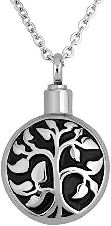 LovelyJewelry Family Tree Of Life Urn Necklace Stainless Steel Cremation Keepsake Memorial Ashes Pendant Necklaces Jewelry