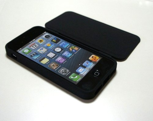 【39s】  iPhone5専用ラバー調カバー付ケース ブラック ※当社JANコード登録商品