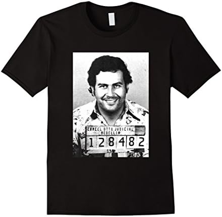 Men's Pablo Escobar T-shirt - Drug Lord Pablo Mugshot Tee Shirt Large Black