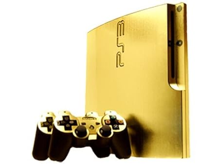 Sony PlayStation 3 Slim Skin (PS3 Slim) - NEW - BRUSHED GOLD system skins faceplate decal mod