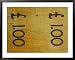 Close-up of a Wooden Board with Engraved Numbers and Currency Symbols Framed Art Poster Print, 39x31
