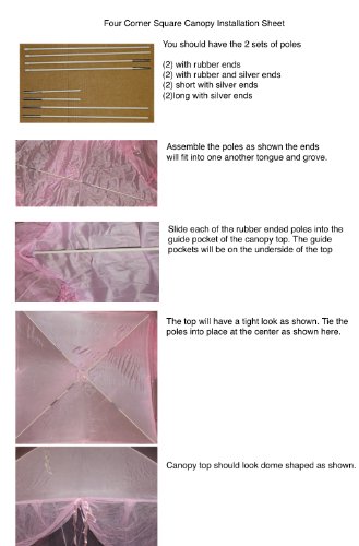Pink Four Corner Square Princess Bed Canopy By Sid