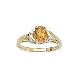10K Yellow/White Gold 0.04 ct. Diamond and 7 x 5 MM Oval Shaped Citrine Ring