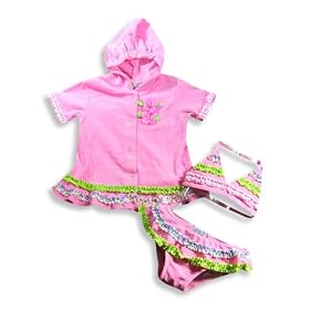 Baby Buns - Toddler Girls Bikini Bathing Suit And Coverup, Pink