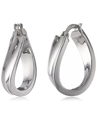 Duragold 14k White Gold Wavy Hoop Earrings