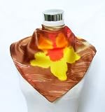 41RiPLCv7 L. SL160  Satin Tie Dye Floral Print on Brown   Silk Bandana 22.5 22.5